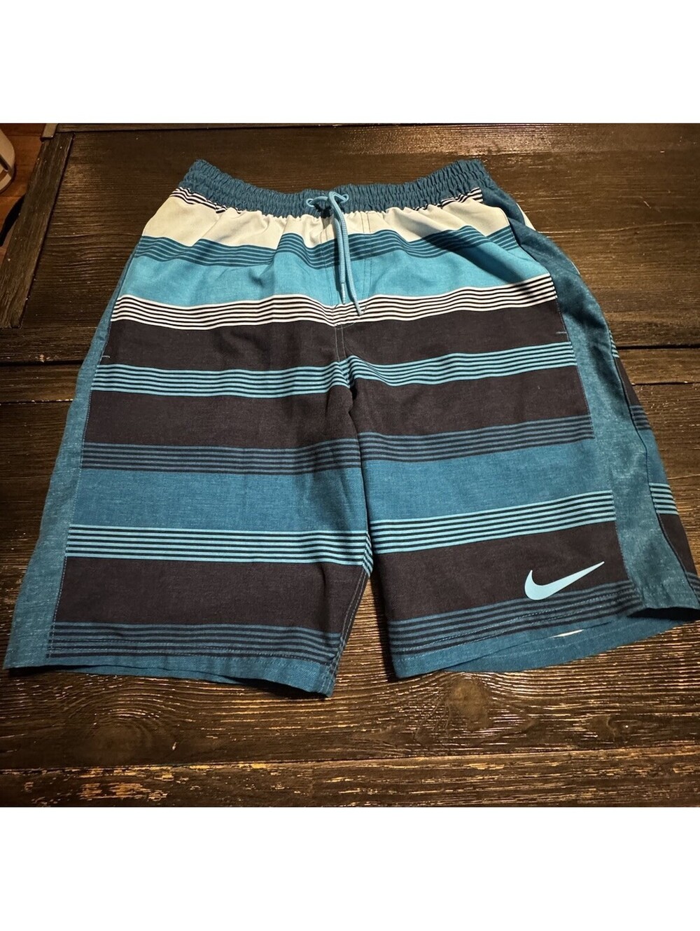 Nike Racer 9” Volley Swim Trunks Men’s S Blue Striped Lined NESS9465
